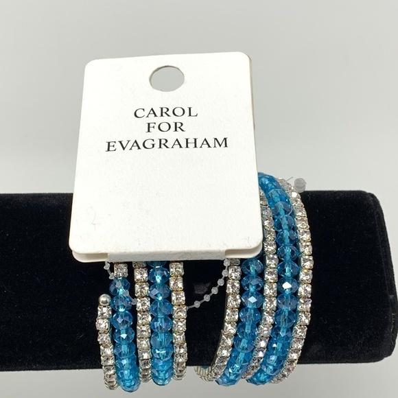 LAST 1! Beautiful Blue Beaded & CZ Bracelet by Carol For Evagraham - Picture 2 of 7